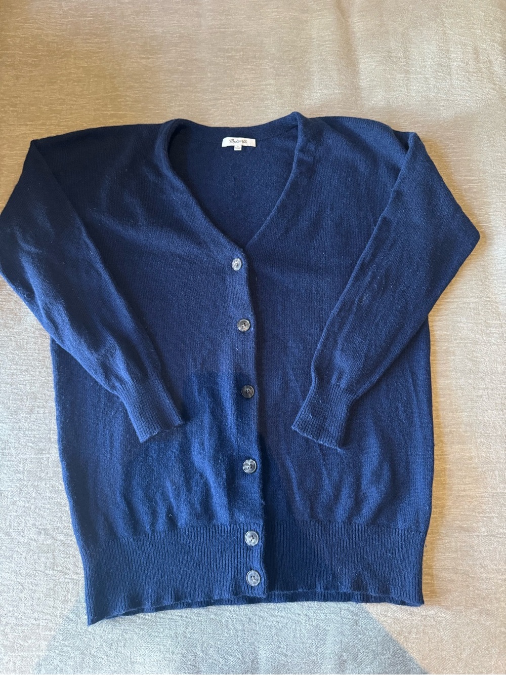 Madewell Navy Blue Merino Wool Blend V-Neck Cardigan Sweater Small - Picture 12 of 12